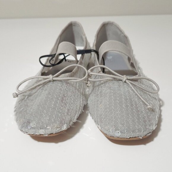 NWT Zara silver sequin ballerina flats with elastic strap and bow detail, 6.5 - Picture 11 of 13
